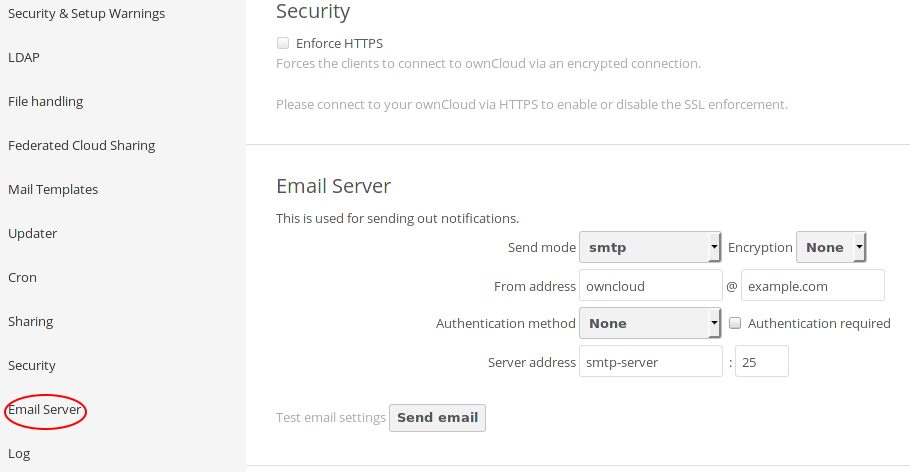 Email Server Settings